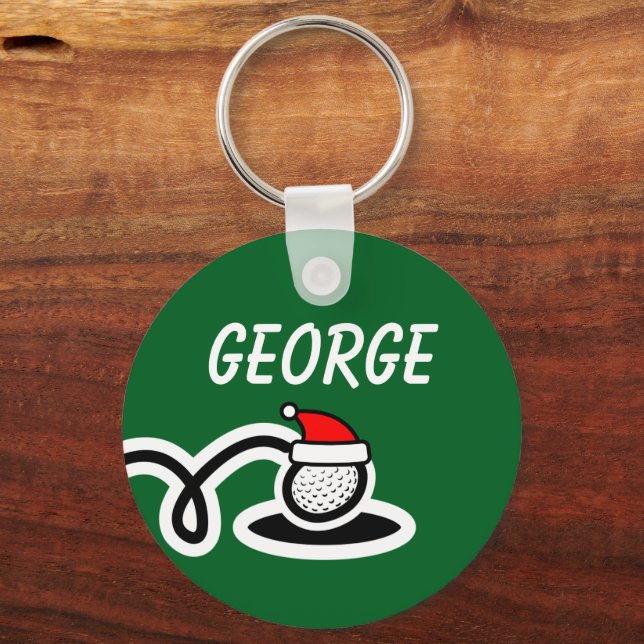 Personalized Christmas golf ball keychain gift Schlüsselanhänger (Vorderseite)