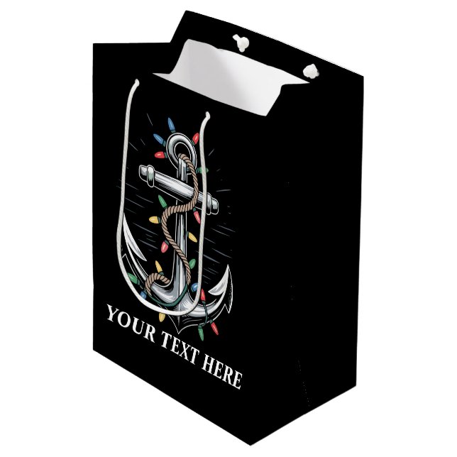 Personalized Christmas Lights Boating Sailing  Mittlere Geschenktüte (Vorderseite Schrägansicht)