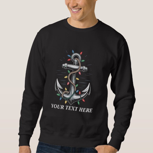 Personalized Christmas Lights Boating Sailing  Sweatshirt (Vorderseite)