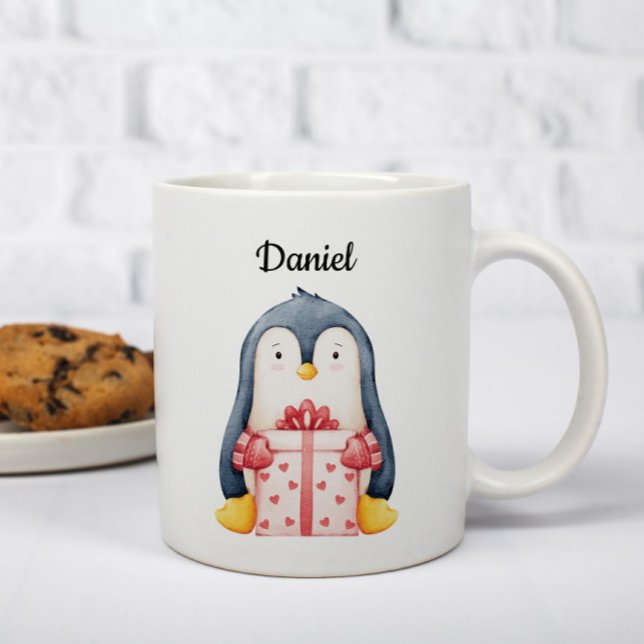 Personalized Christmas Mug With A Cute Penguin  Kaffeetasse (Von Creator hochgeladen)