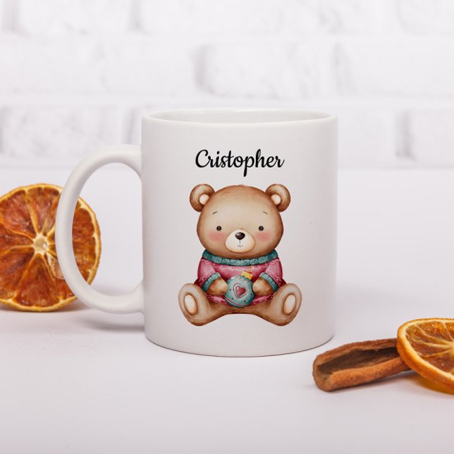 Personalized Christmas Mug With A Cute Teddy Bear Kaffeetasse (Von Creator hochgeladen)
