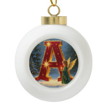 Personalized Christmas Ornament – Letter A Ceramic