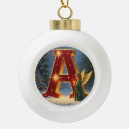 Personalized Christmas Ornament – Letter A Ceramic