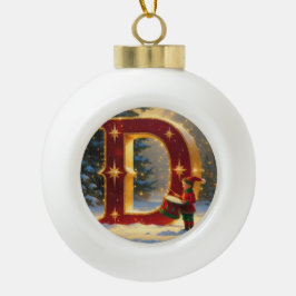 Personalized Christmas Ornament – Letter D Ceramic