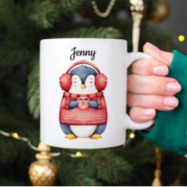Personalized Christmas Penguin Mug Kaffeetasse