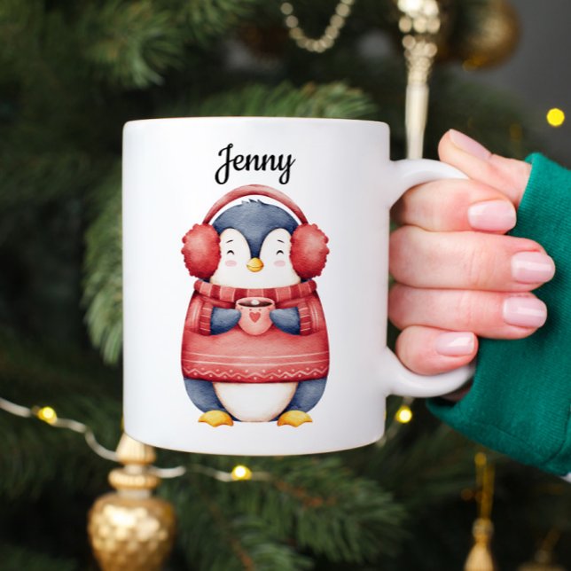 Personalized Christmas Penguin Mug Kaffeetasse (Von Creator hochgeladen)