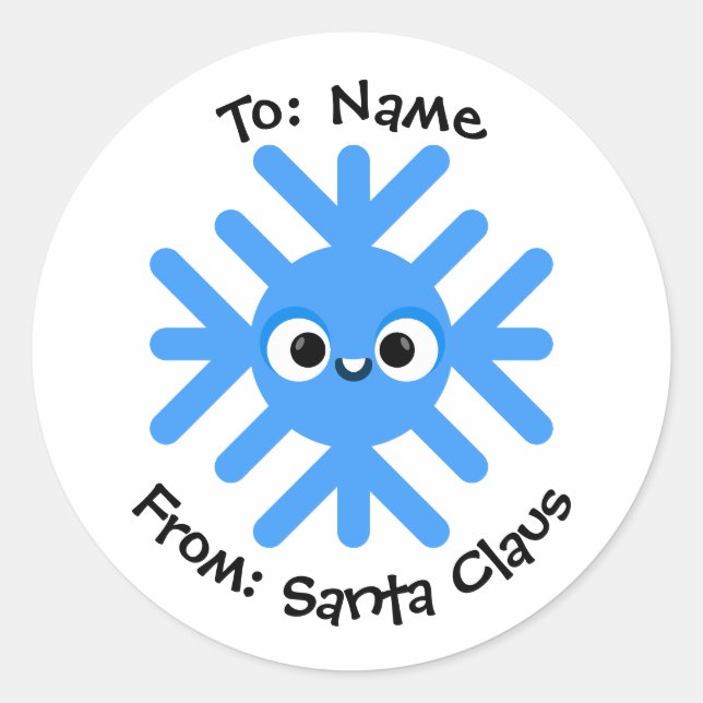 Personalized Christmas Snowflake Sticker – To/From (Vorderseite)
