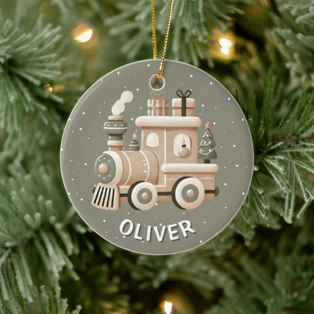 Personalized Christmas Train for Kids  Keramik Ornament (Baum)