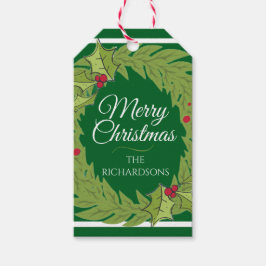 Personalized Christmas Wreath Green Gift Tag Geschenkanhänger