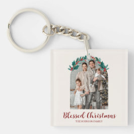 Personalized Christmas Wreath Photo Keychain  Schlüsselanhänger