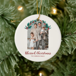Personalized Christmas Wreath Photo Ornament