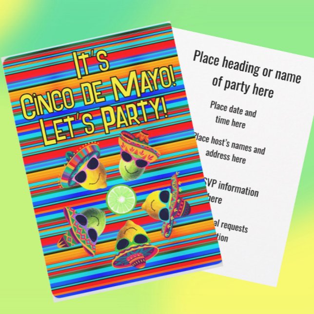 Personalized Cinco de Mayo Fiesta Lemon Lime  Einladung (Customize front and back text for any occasion!)