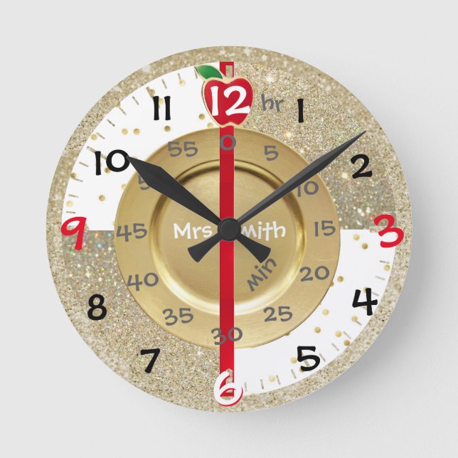 Personalized Class Learning Clock Runde Wanduhr (Vorderseite)