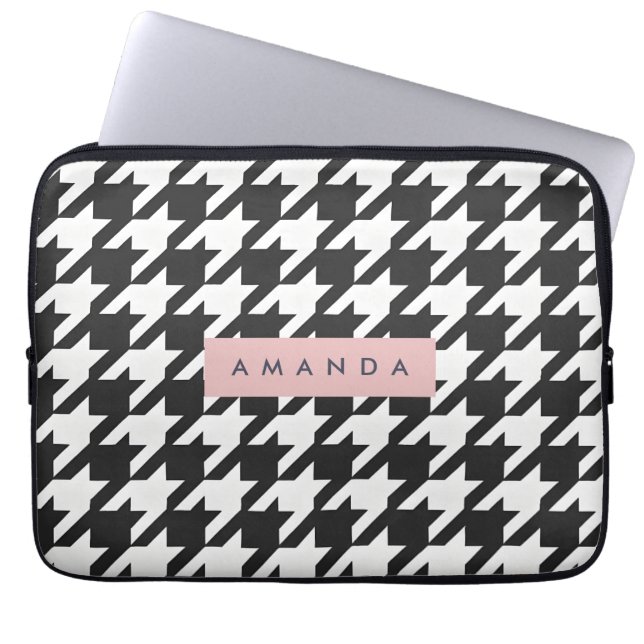 Personalized Classic Black and White Houndstooth  Laptopschutzhülle (Vorderseite)