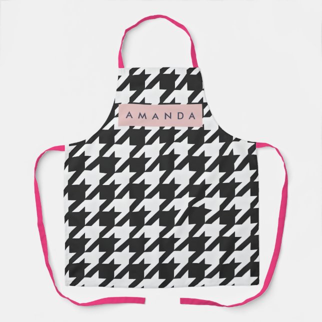Personalized Classic Black and White Houndstooth  Schürze (Vorderseite)