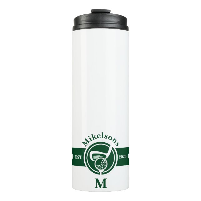 Personalized Classic Green Golf Monogram Crest Thermosbecher (Vorderseite)