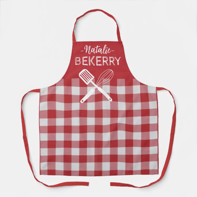 Personalized classic red tartan plaid Bekerry Schürze (Vorderseite)