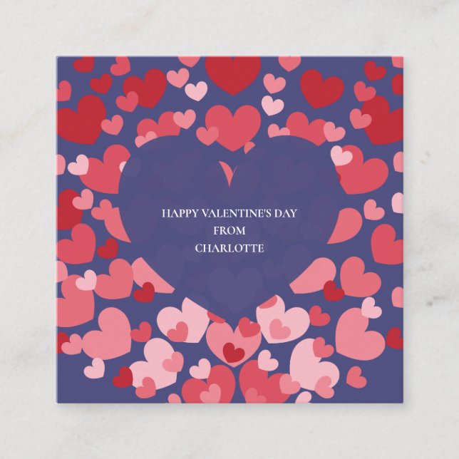 Personalized Classroom Valentine with Hearts  Begleitkarte (Vorderseite)