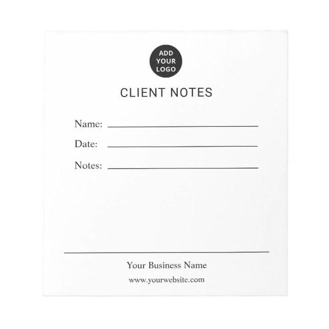 Personalized Client Notes Notepad Notizblock (Vorderseite)