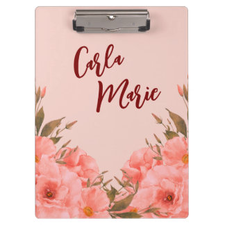 Personalized Clipboard | Pink Floral Design Klemmbrett