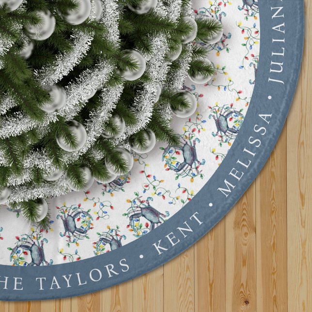 Personalized Coastal Crab Christmas Lights Polyester Weihnachtsbaumdecke (Von Creator hochgeladen)