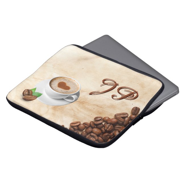 Personalized Coffee Laptop Sleeve Initials (Vorne Oben)