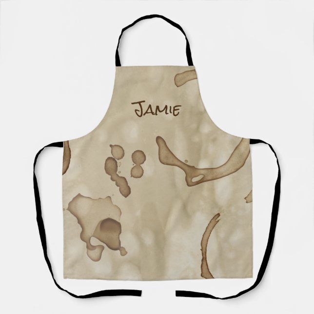 Personalized Coffee Rings, Stains, Barista, Brown Schürze (Vorderseite)