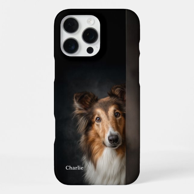 Personalized Collie Dog Portrait iPhone 16 Pro Max Hülle (Rückseite)