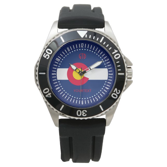 Personalized Colorado State Flag Monogram Design Armbanduhr (Vorderseite)