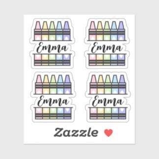 Personalized Colorful Crayon Name Sticker