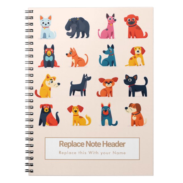 Personalized Colorful Cute Dogs Notebook Notizblock (Vorderseite)