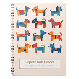 Personalized Colorful Cute Dogs Notebook Notizblock