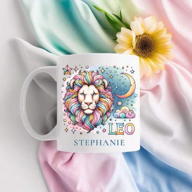 Personalized Colorful Leo Zodiac Astrology Lion Kaffeetasse (Personalized Colorful Leo Zodiac Astrology Lion Coffee Mug)
