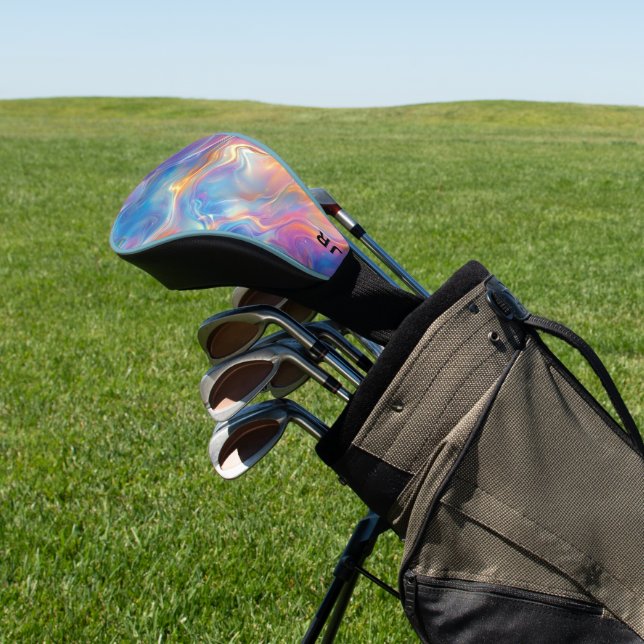 Personalized Colorful Opal Swirly Marble Texture Golf Headcover (In SItu)