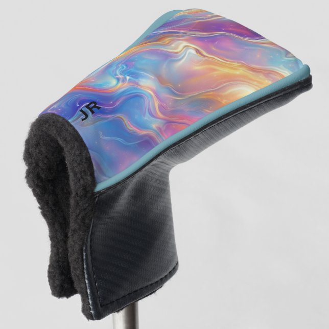 Personalized Colorful Opal Swirly Marble Texture Golf Headcover (3/4 Vorderseite)