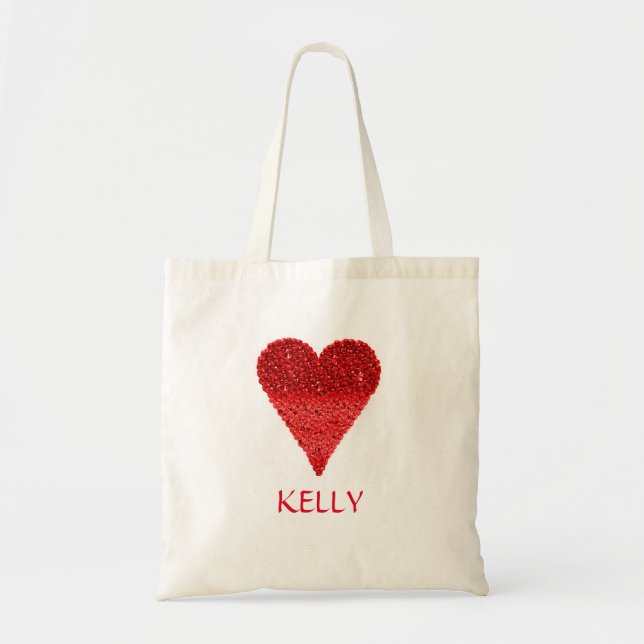 Personalized Colorful Red Heart Tragetasche (Vorne)