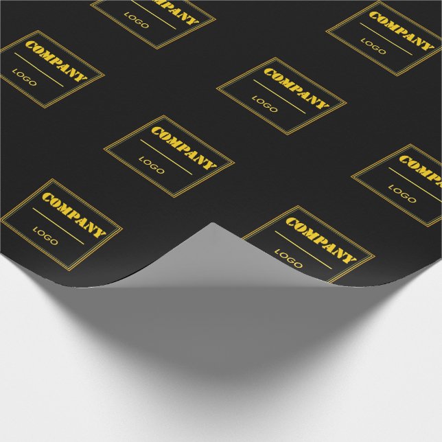Personalized Company Black Modern Custom Business Geschenkpapier (Ecke)