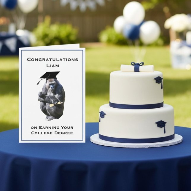 Personalized Congratulations Degree Funny Gorilla Karte (Von Creator hochgeladen)