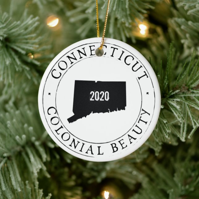 Personalized Connecticut Christmas Ornament! Keramik Ornament (Baum)