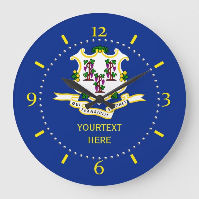 Personalized Connecticut State Flag Design on Große Wanduhr (Vorderseite)