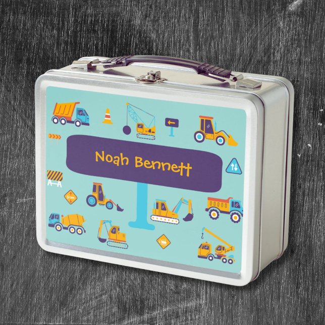Personalized Construction Vehicle Metall Brotdose (Personalized Construction Vehicle Metal Lunch Box
)