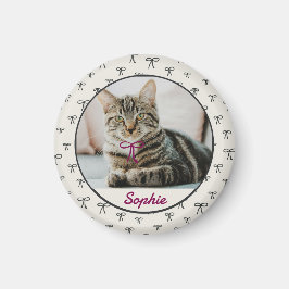 Personalized Coquette Bow Pet Photo Magnet