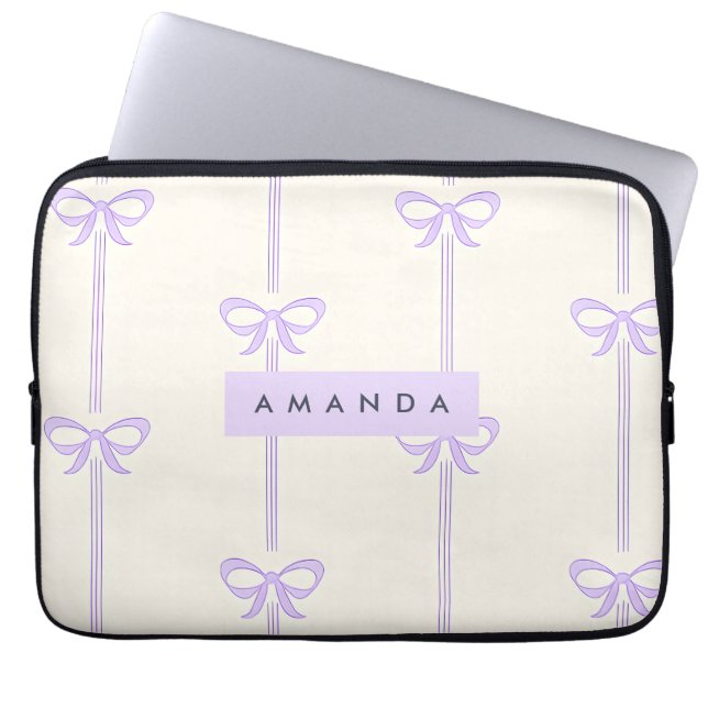 Personalized Coquette Pastel Lavender Bow Ribbon  Laptopschutzhülle (Vorderseite)