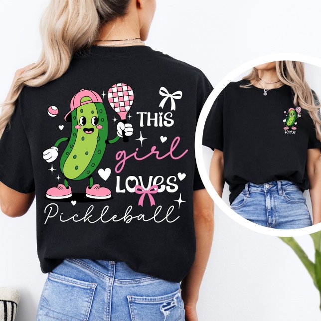Personalized Coquette Pickleball Girl Cute Pickle T-Shirt (Von Creator hochgeladen)