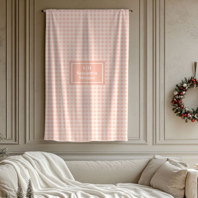 Personalized Coral Blanket Chic Gift for Her Fleecedecke (Personalized Coral Grey Blanket Chic Gift for Her)