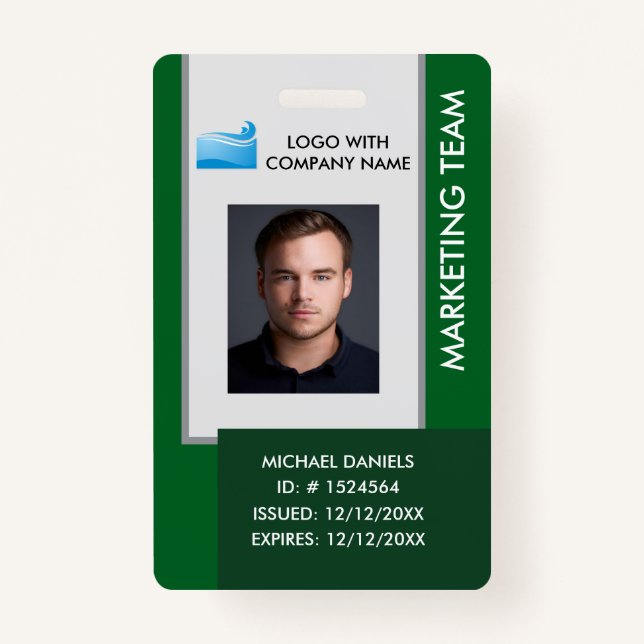 Personalized Corporate Employee ID Badge green Ausweis (Vorderseite)