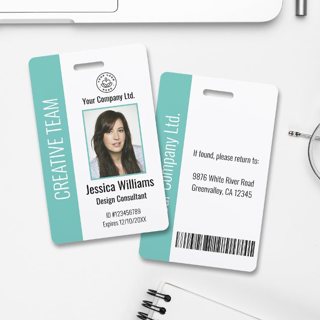 Personalized Corporate Employee ID Badge Teal Ausweis (Von Creator hochgeladen)