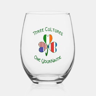 Personalized Costa Rican Irish American Shamrock Weinglas Ohne Stiel