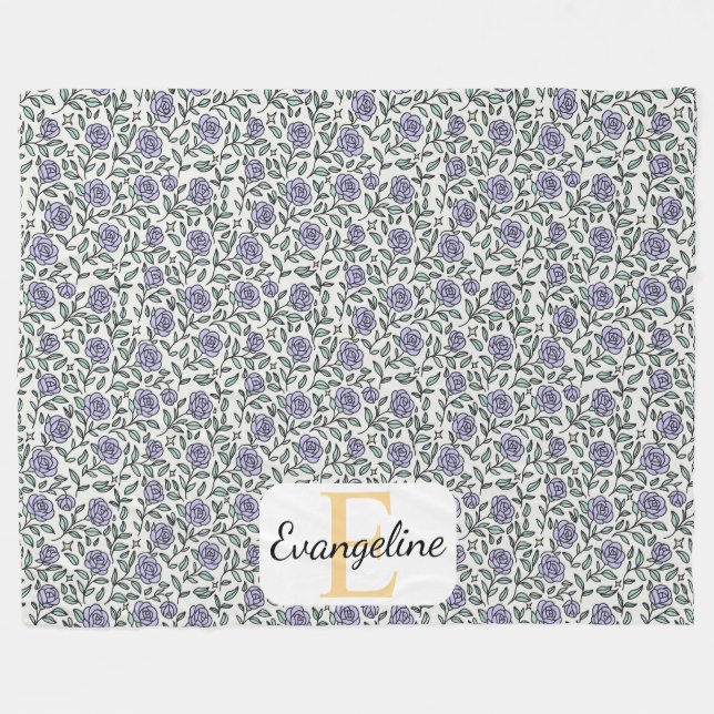 Personalized Cottage Floral Aesthetic Pattern Rose Fleecedecke (Vorderseite (Horizontal))