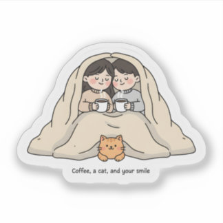 Personalized Couple & Cat Lovers Cozy Collection Aufkleber